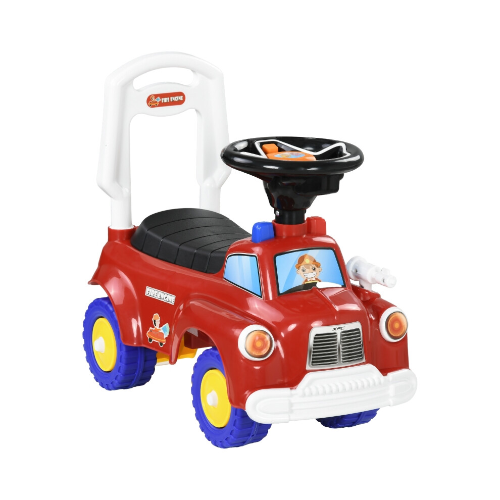 Kids Ride On Fire Truck 1.5-3 Years with Foot to Floor Storage Seat Steering Wheel Music & Lights Red for Safety and Fun-image-OPC-PMF7JBZ-NEW
