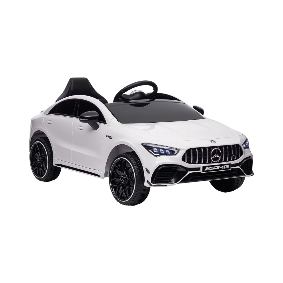 Kids 12V Electric Ride On Car with Remote Suspension Lights Music Horn - White AMG CLA 45 Licensed for Young Drivers-image-OPC-PMF7Q92-NEW