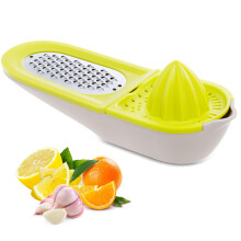 Lemon Squeezer Citrus Juicer, 3-In-1 Manual Juicer For Oranges Lemons, Garlic Spices Cheese Grater, 2 Surfaces Green