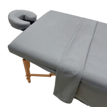 Beauty Bed Cover Polyester Massage Table Sheets Set With Flat Fitted Sheets And Face Cradle Cover Gray 185x80 Cm