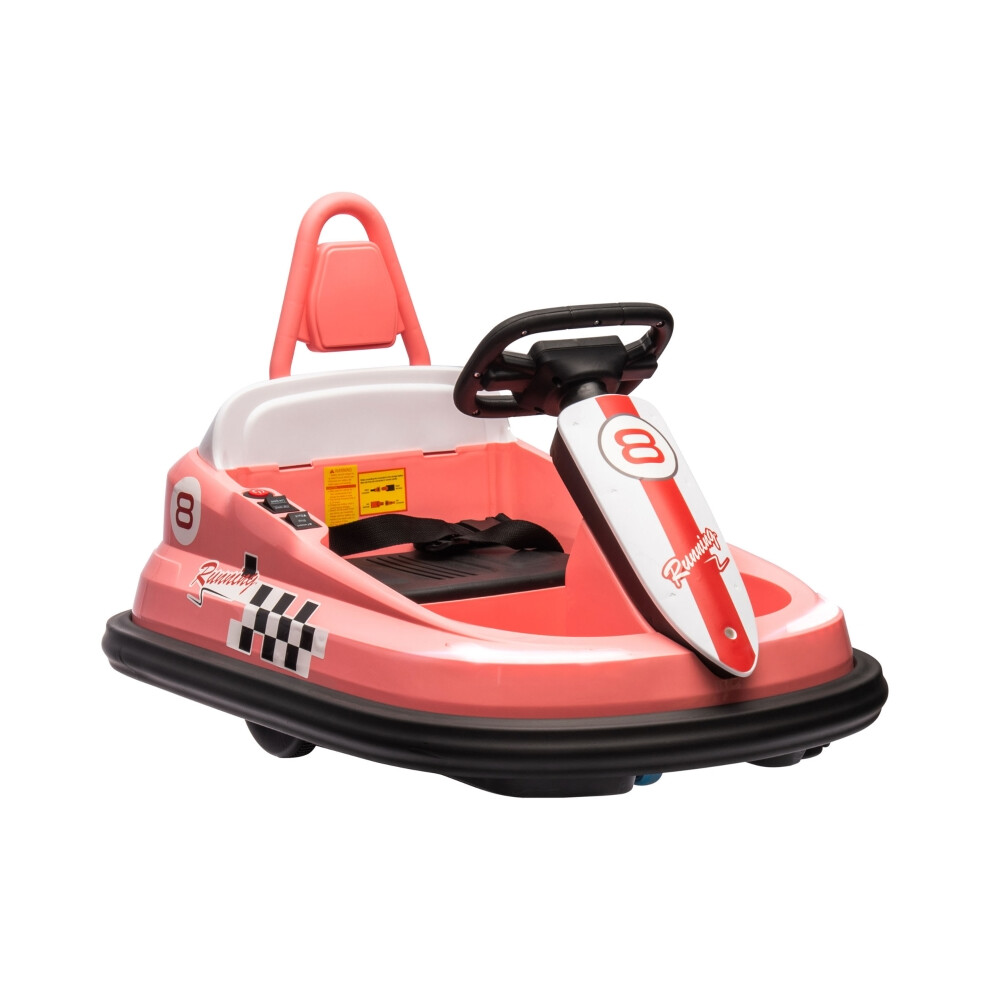 Electric Kids Bumper Car 6V with Music Horn Lights - Pink Safe Durable Plastic Easy to Control Fun Ride for Toddlers-image-OPC-PMF7YXQ-NEW