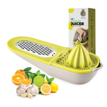Lemon Squeezer Hand Juicer With Citrus Zester And Grater, Grates Garlic Spices Cheese, Juice Collector And 2 Surfaces