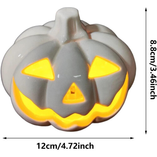 Light Up Pumpkin Ceramic LED Pumpkin Lantern White Halloween Tabletop Decor Artificial Pumpkin Lantern 2
