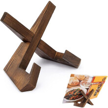 Recipe Book Stand Wooden Brown For Kitchen, Cookbook Stand, Hands Free Reading