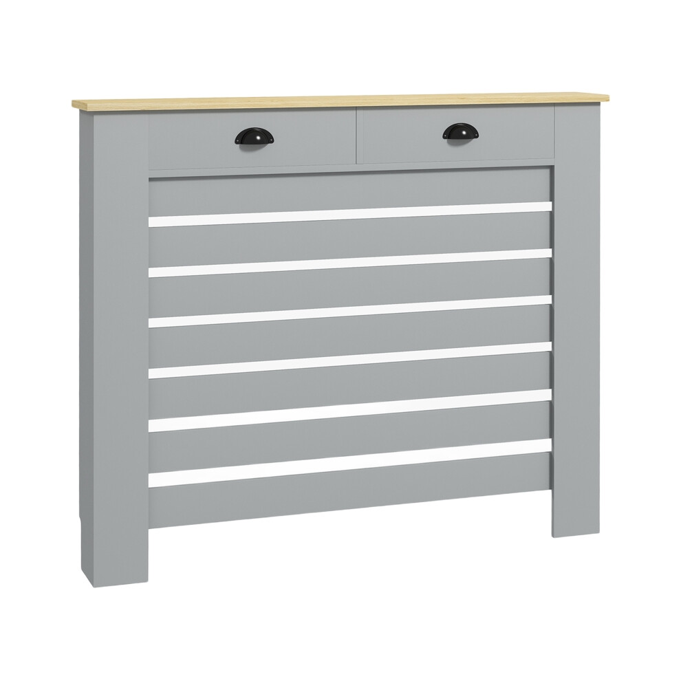 HOMCOM Grey Radiator Cover 95.5H x 111Wcm with Drawer Durable MDF Construction Stylish and Space-Saving-image-OPC-PMF8M6V-NEW
