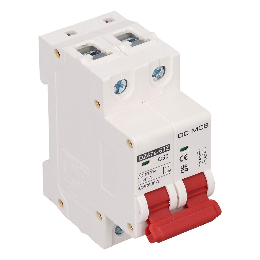50A 2P Dc Circuit Breaker 1000V For Solar Pv System Din Rail Dz47s 63Z C50 4181354471961