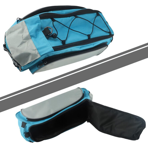 Reflective Design Bicycle Trunk Bag for Rear Rack Compatibility Blue Double-Opening Feature 2
