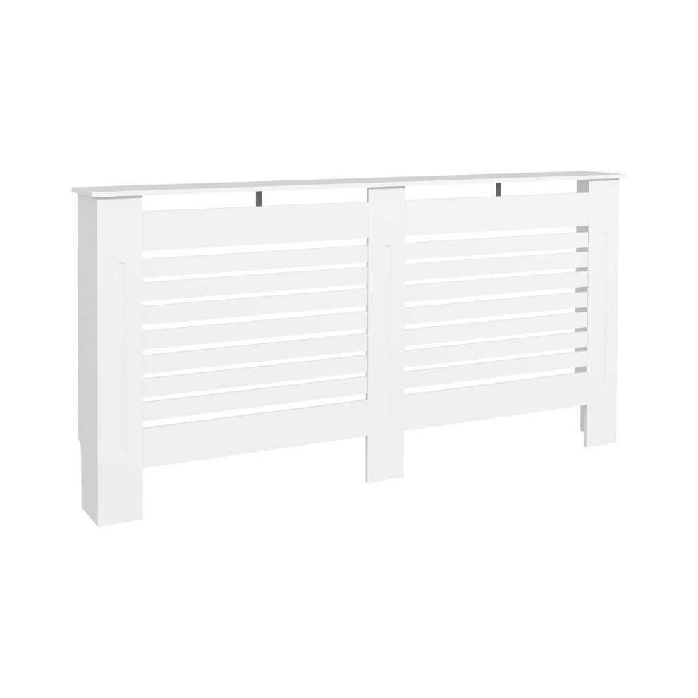 Radiator Cover MDF White Painted Cabinet with Horizontal Slats for Living Room & Bedroom 152L x 19W x 81H cm-image-OPC-PMF8TTC-NEW