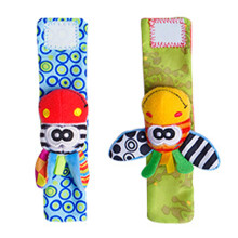Baby-Plüsch-Greifring-Socken & Handgelenkband-Set, Bright Farbe, Baumwolle, 7x18cm