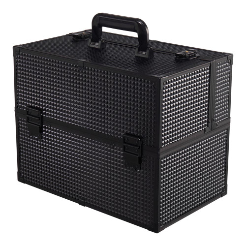 Black Makeup Box Professional Cosmetic Organizer Aluminum Storage Box with 6 Trays on OnBuy