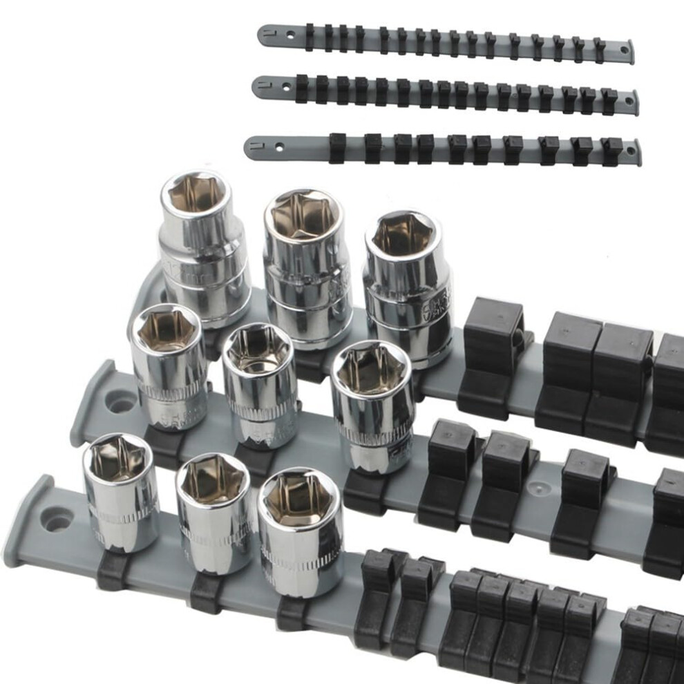 Socket Storage Solution 3-Piece 1/4-Inch Drive Socket Organizer For Home Garage And Workshop Tool Organization 9393856591572