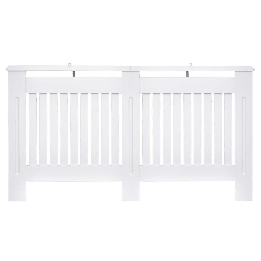 White MDF Radiator Cover with Slatted Design and Lined Grill 152L x 19W x 81H cm a Stylish Heating Cover-image-OPC-PMF9PDW-NEW