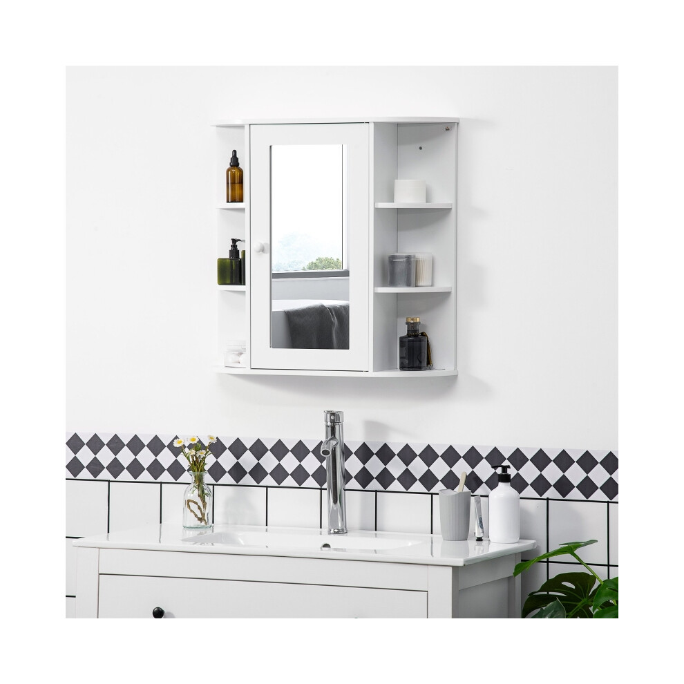 Wall Mounted Bathroom Cabinet with Mirror White Finish Single Door Design 2-Tier Inner Shelves Space-saving Storage Solution-image-OPC-PMF9X52-NEW