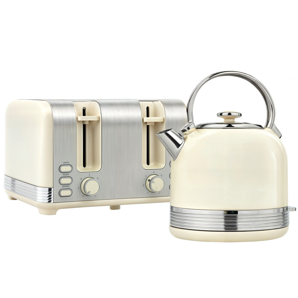 Polished Metal Cream Kettle and Toaster Set â Stainless Steel 1.7L Capacity 2-Slice Toaster Sleek Design for Modern Kitchens-image-OPC-PMFBDC2-NEW