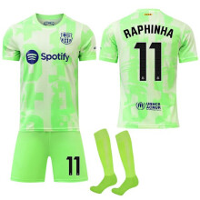 (28) Barcelona Auswärtstrikot für Kinder und Erwachsene, Sporttrikot mit Stutzen, Nr. 11 Raphinha 28