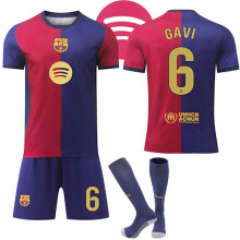 (XS) Barcelona Home Kinder- und Erwachsenen-Sport-Trainingsanzug mit Socken Nr. 6 GAVI XS
