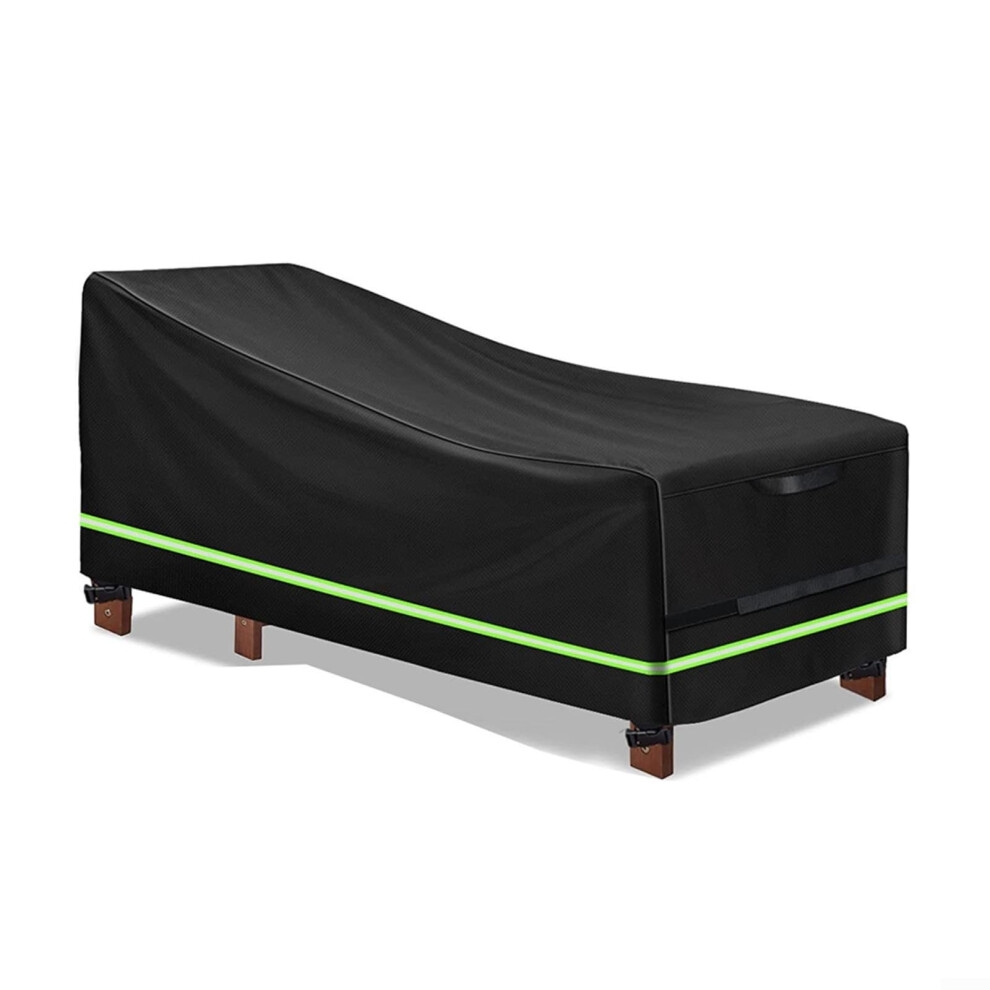 Garden Sun Lounger Cover 420D Oxford Fabric Waterproof Windproof Reflective Stripes Buckle Straps For Chair Or Sunbed