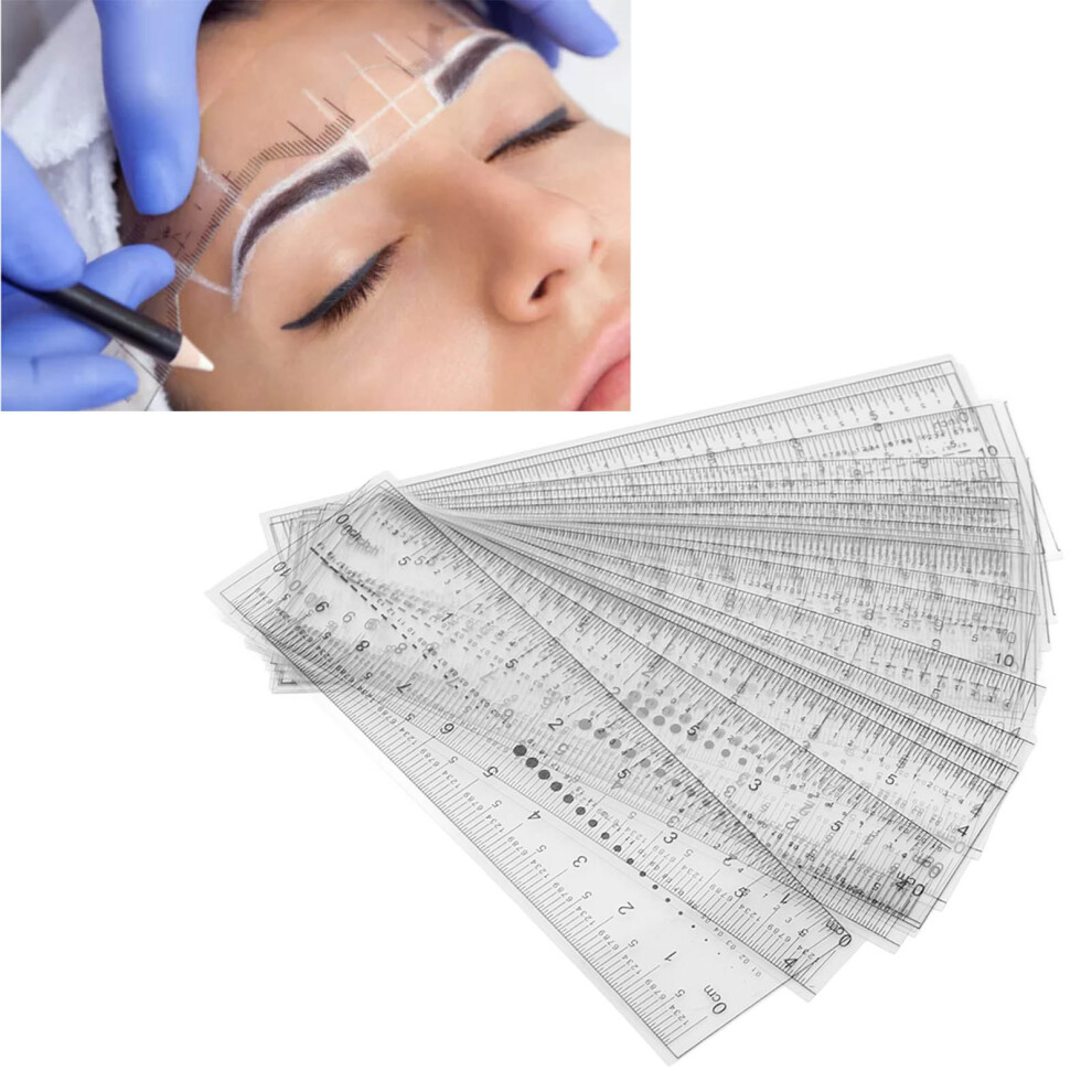 20pcs Foldable Eyebrow Template Ruler, 10cm Measuring Microblading Stencil