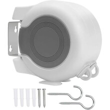 (Default) Wall Mounted Twin Cable Retractable Washing Line - 30m Long Clothes Line - Extendable Laundry Drying String Line Heavy-Duty Plastic & Polyvi