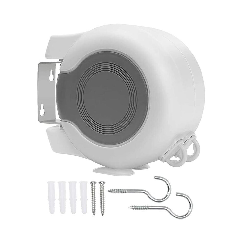 (Default) Wall Mounted Twin Cable Retractable Washing Line - 30M Long Clothes Line - Extendable Laundry Drying String Line Heavy-Duty Plastic & Polyvi 5042208082506