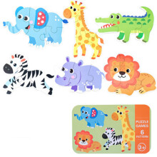 6 in 1 Wooden Animal Jigsaw Puzzle Toy, Colorful & Educational