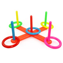 Colorful Cross Circle Toss Game Set 5 Rings Plastic 13x40cm Outdoor Lawn