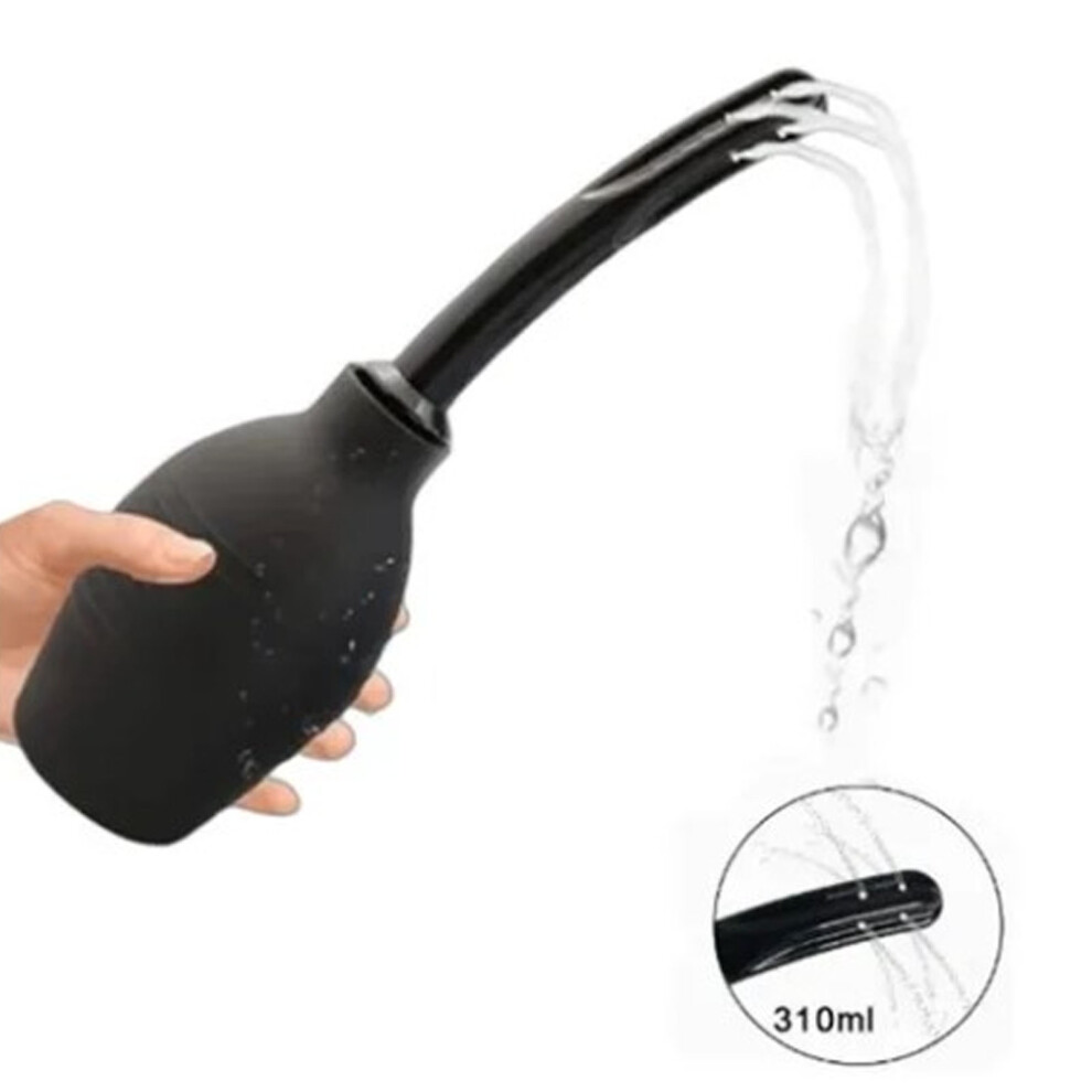 Bulb Vaginal Irrigator 310ML Reusable Soft Wash Flusher Black 26x7.5cm
