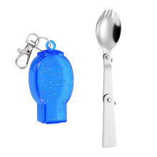 Foldable Pocket Spoon Fork Stainless Steel Ultralight Portable Camping Cutlery Set For Backpacking Hiking Camping