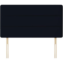 (Small Double Black)Plush Velvet Horizontal Lined Headboard