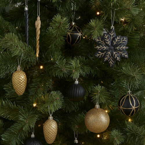 NEO Neo 110PC Christmas Black&Gold Shatterproof Bauble
