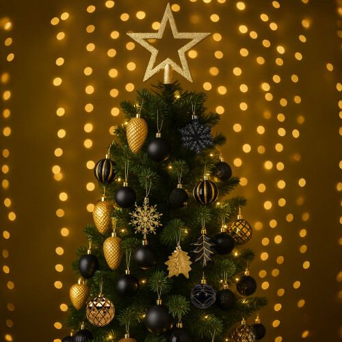 NEO Neo 110PC Christmas Black&Gold Shatterproof Bauble 1