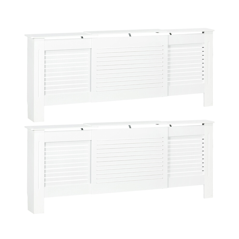 Extendable MDF Radiator Cover Set of 2 with Shelving - White Slatted Design Home Office Decor .5L x 20.5W x 82.5H cm-image-OPC-PMFBZCD-NEW