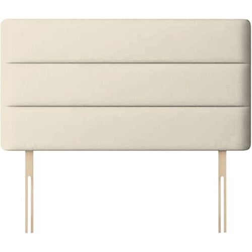 (Small Double Cream)Plush Velvet Horizontal Lined Headboard