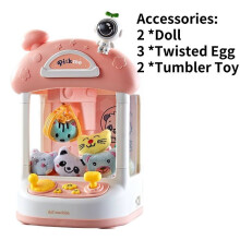 (Pink) Mini Claw Doll Machine Kids Candy Catch Grabber Party Toy Lights Gift Music