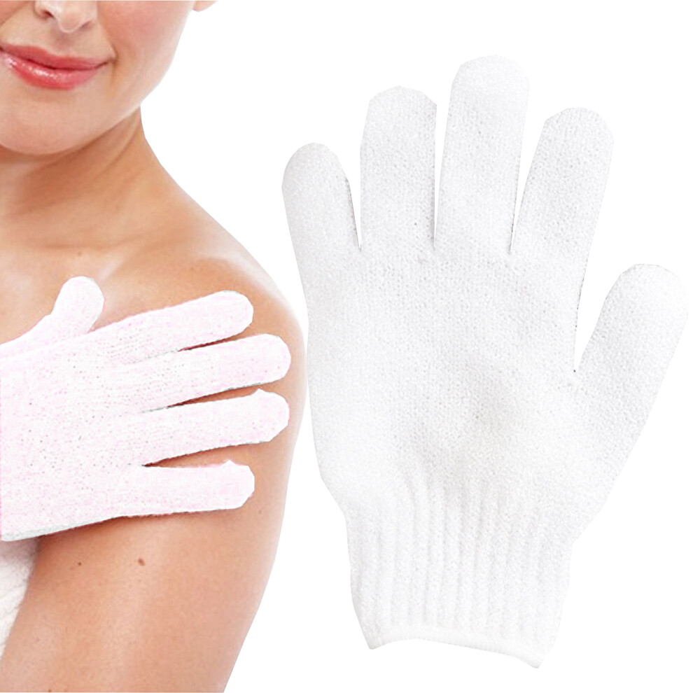 6x White Body Scrub Gloves Exfoliating Bath Gloves For Body Exfoliation And Massage