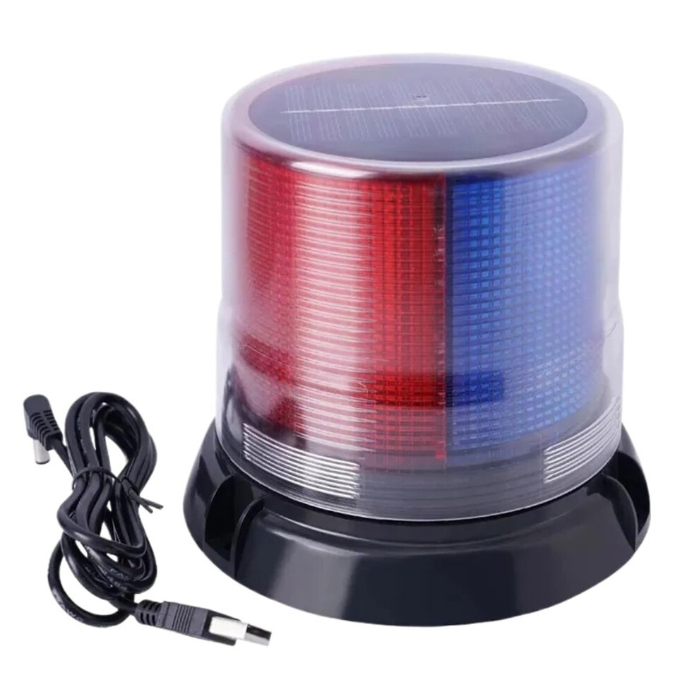 Solar Warning Rechargeable And Flashing Emergency Traffic Rotating Lamp Police Beacon Signal White Light/Red/Blue 9084446590111