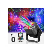Disco-ljusprojektor, rött ljus, LED-ljus, mini, USB-fjärrkontroll, laserscenljus, svart