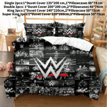 (Black, Single(135x200cm)) 3d Print Wwe Eaw Duvet Cover Wrestling Game Bedding Comforter Bed Set Supplies