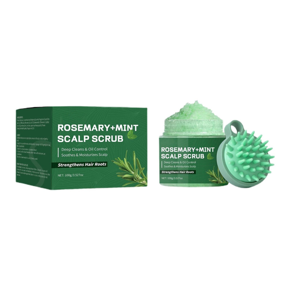 Peppermint Scalp Scrub Shampoo Massage Comb, Oil Control, Scalp Soothing Exfoliator For Dandruff Build-Up Remover 100g