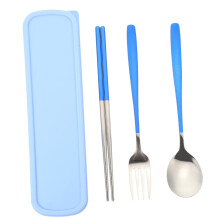 Stainless Steel Chopsticks Spoon Fork Kit Camping Kitchen Utensils Set With Plate Included