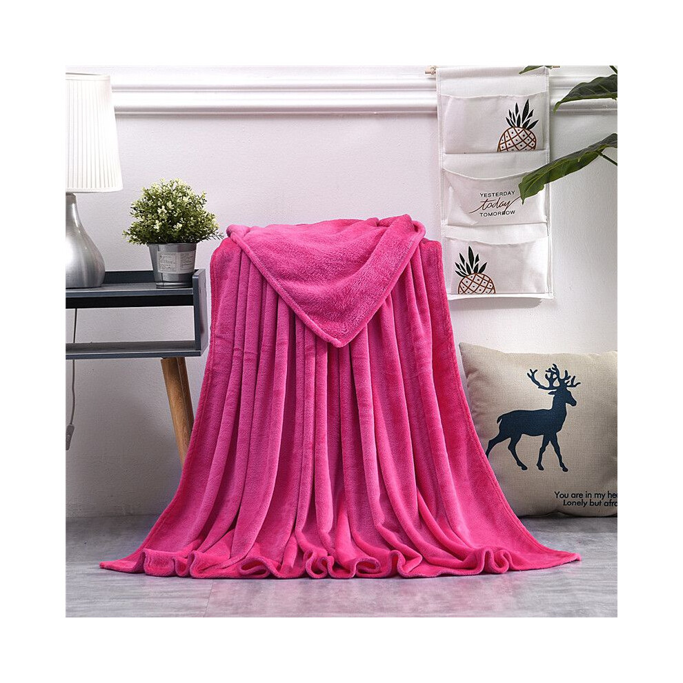 (Rose Red, 200X230cm-XXXLarge Size) Colors Solid 22 Sumptuous Light Winter Flannel Plush Fleece Soft Blanket Warm-image-OPC-PMFDFXS-NEW