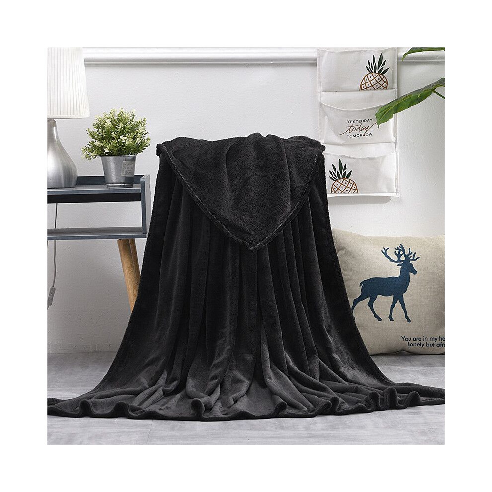 (Black, 200X230cm-XXXLarge Size) Colors Solid 22 Sumptuous Light Winter Flannel Plush Fleece Soft Blanket Warm-image-OPC-PMFDFZK-NEW
