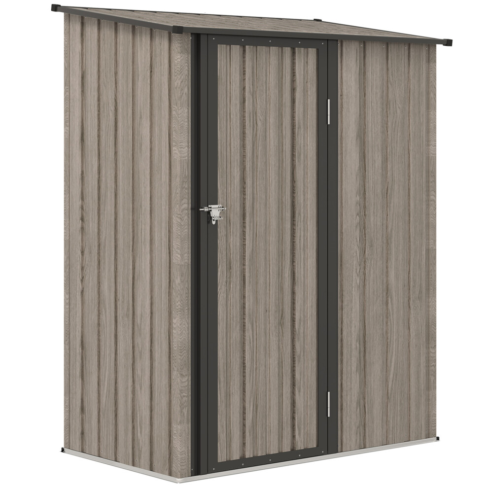 Metal Garden Shed 5ft x 3ft Lockable Light Grey Outdoor Tool Storage with Sloped Roof Weather-Resistant Sturdy Equipment Store-image-OPC-PMFDHMM-NEW