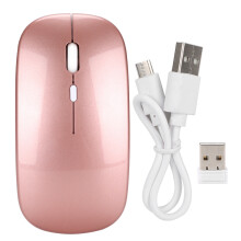 Lämplig för HXSJ M80 2.4G ergonomisk trådlös uppladdningsbar tyst mus med USB-mottagare (roséguld)