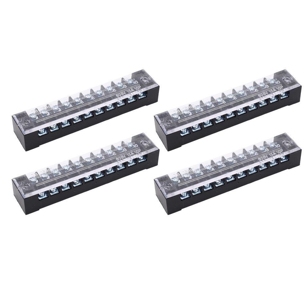 4 Pcs Terminal Block 15A 600V Dual Row Barrier Strip 17Mm 4341354590363