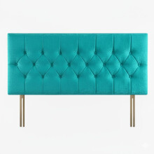 (Teal, King 5ft) Chesterfield headboard|Bed headboard plush velvet 24" Height padded lined Headboard padded panelled Headboard with matching buttons