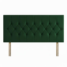 (Green, King 5ft) Chesterfield headboard|Bed headboard plush velvet 24" Height padded lined Headboard padded panelled Headboard with matching buttons