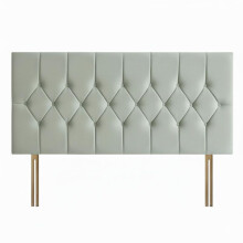 (Grey, King 5ft) Chesterfield headboard|Bed headboard plush velvet 24" Height padded lined Headboard padded panelled Headboard with matching buttons