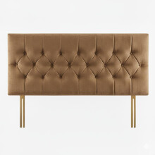 (Brown, King 5ft) Chesterfield headboard|Bed headboard plush velvet 24" Height padded lined Headboard padded panelled Headboard with matching buttons