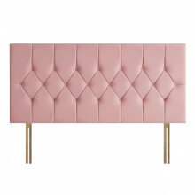 (Pink, King 5ft) Chesterfield headboard|Bed headboard plush velvet 24" Height padded lined Headboard padded panelled Headboard with matching buttons